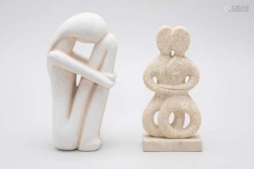 TWO MODERN ABSTRACT FIGURAL SCULPTURES