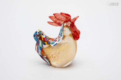 A MURANO GAMBARAO & POGGI GLASS ROOSTER