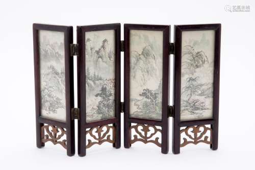 A SMALL CHINESE FOLDING TABLE SCREEN