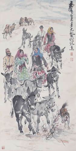 Chinese Figure Painting by Huang Zhou