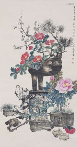 Chinese Flower Painting by Kong Xiaoyu