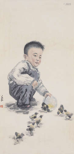 Chinese Figure Painting by Jiang Zhaohe