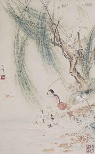 Chinese Figure Painting by Hu Yefo