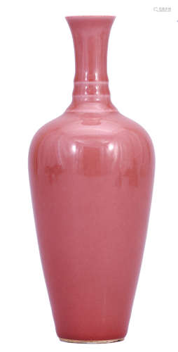 清 紅釉柳葉瓶