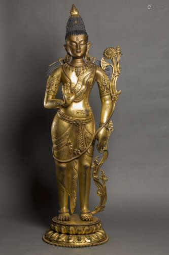 Copper and Golden Avalokitesvara Statue from Ming明代铜鎏金观...