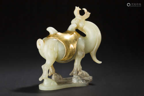 Jade Gilding Golden Camel from Qing清代玉包鎏金骆驼