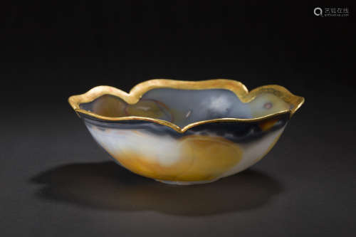 Agate Gilding Golden Bowl from Qing清代玛瑙包鎏金碗