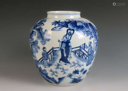 Blue and White Kiln Jar from Qing康熙人物罐
