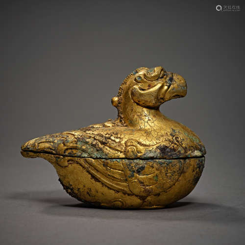Tang Dynasty of China,Bronze Gilt Lidded Box