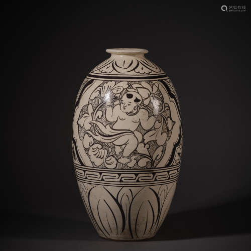 Song Dynasty of China,Cizhou Kiln Character Prunus Vase