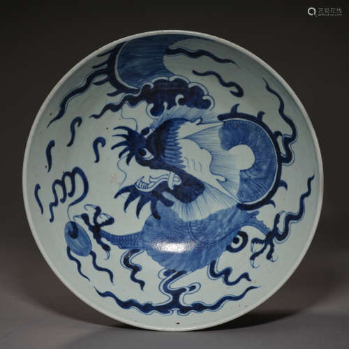 Qing Dynasty of China,Blue and White Dragon Pattern Bowl