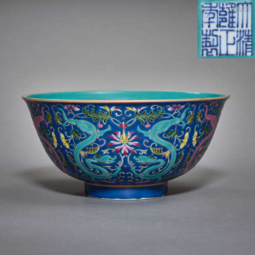 Qing Dynasty of China,Famille Rose Dragon Pattern Bowl