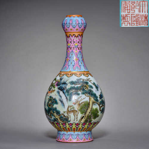 Qing Dynasty of China,Enamel Famille Rose Bottle