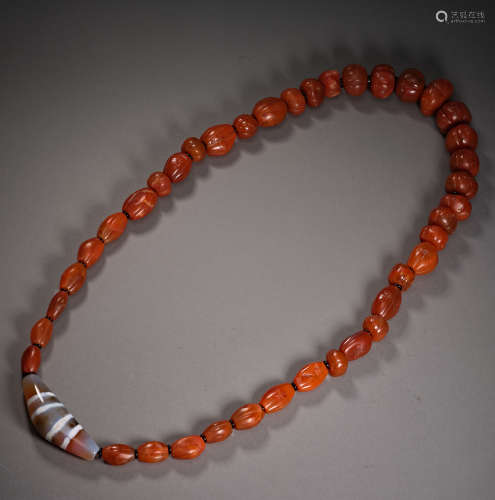 Tang Dynasty of China,Nanjiang Red Agate Necklace Jewellery
