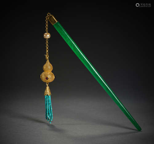 Qing Dynasty of China,Golden Jadeite Hairpin