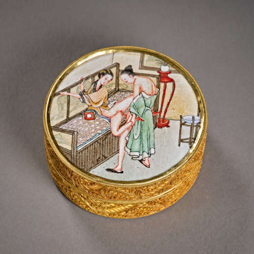Qing Dynasty of China,Pure Gold Enamel Painted Powder Box
