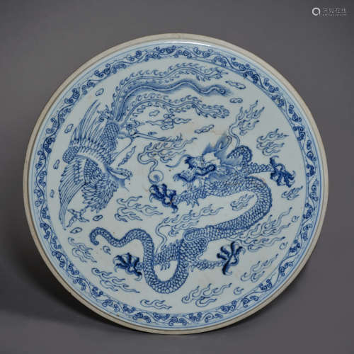 Qing Dynasty of China,Blue and White Dragon Phoenix Pattern ...