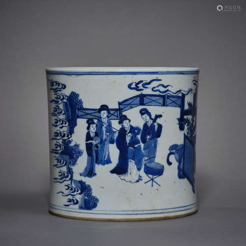 Qing Dynasty of China,Blue and White Character Pen Holder