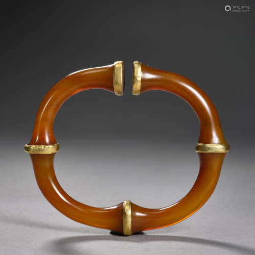 Liao Dynasty of China,Agate Covered Gilt Bracelet