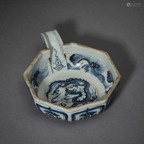 Yuan Dynasty of China,Blue and White Dragon Pattern Flow Bow...