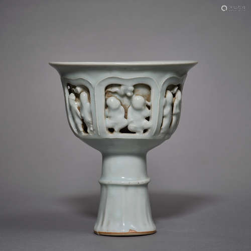 Yuan Dynasty of China,Green White Glaze Character High Foot ...