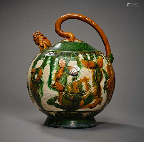 Liao Dynasty of China,Three-Colour Lifting Beam Pot