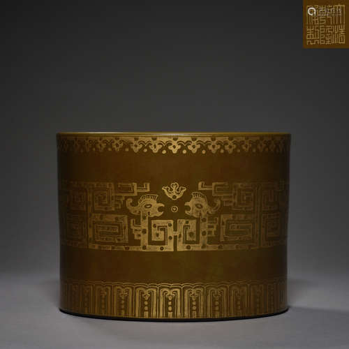 Qing Dynasty of China,Rust Glaze Gold-Traced Double Phoenix ...