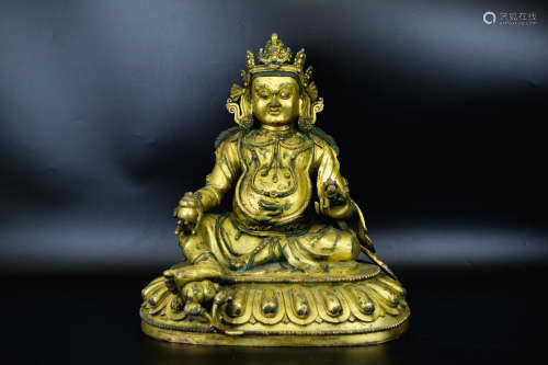 Gilding Golden Buddha statue from Ming明代鎏金财神