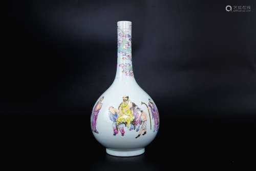 Famille Rosed Vase with Bird and Flower Grain雍正粉彩胆瓶