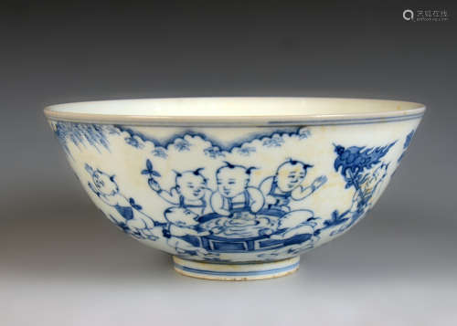 Blue and White Kiln Bowl from Ming大明成化青花婴戏碗