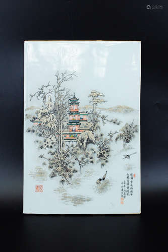 Kiln Slicen of Snow Landscape 汪昆荣 雪景瓷片