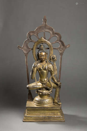 Copper and Golden Avalokitesvara Statue from 13th Century13世...