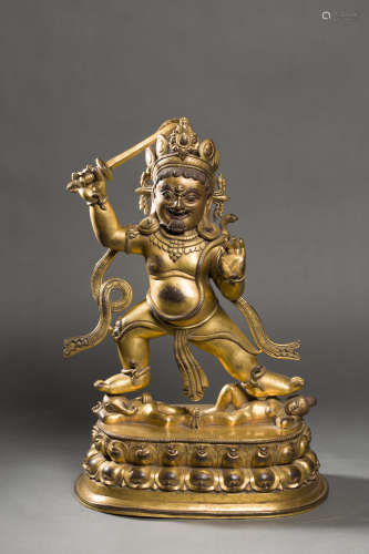 Copper and Golden Fudo from Qing清代铜鎏金不动明王