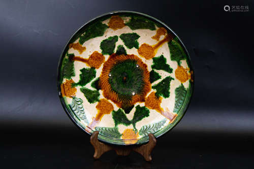 Tri-colored Kiln Plate三彩碟