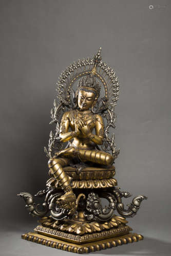 Copper and Golden tara Statue from Ming明代铜鎏金度母像