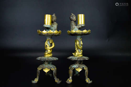 A pair of Silvering and Golden Lamp 银鎏金灯一对