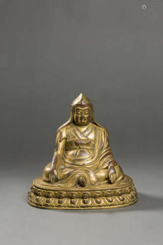 Copper and Golden Buddha Figure from Qing清代铜鎏金佛