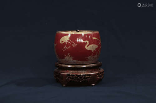 Tracing Golden Kiln Cricket Container from Qing大清雍正描金仙...