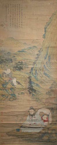 清時代人物絹畫
