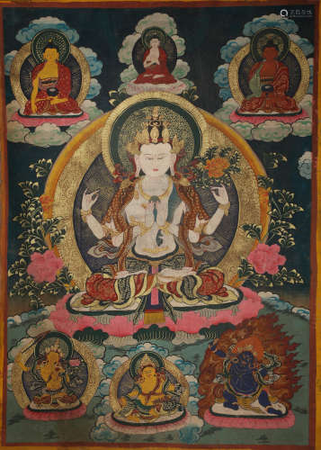 The four-armed Guanyin Thangka of the Qing Dynasty