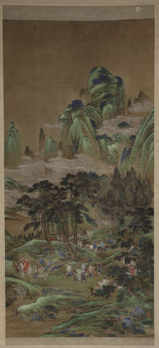 Ming Dynasty qiu Ying Ming Emperor xing Shu picture silk scr...