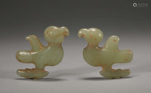 Chinese Red Mountain culture and black jade jade bird 30th c...