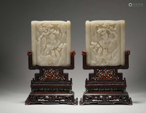 Hetian jade screen from the Qing Dynasty in 18th century Chi...