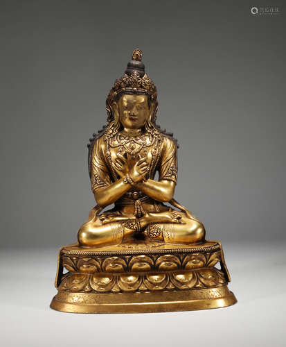 Bronze gilt Buddha sitting in Ming Dynasty China