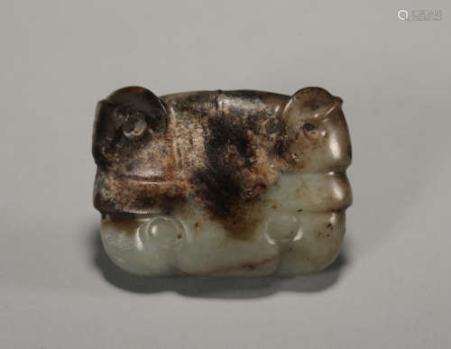 Chinese Hetian jade animal face jade decoration han Dynasty