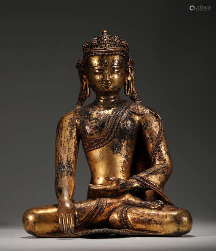 Seated bronze gilt Buddha statue