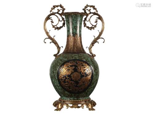 Faux-Bois Glaze Globular Vase