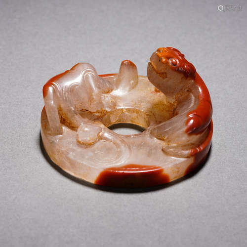 Carved Agate Chihu Disc Bi