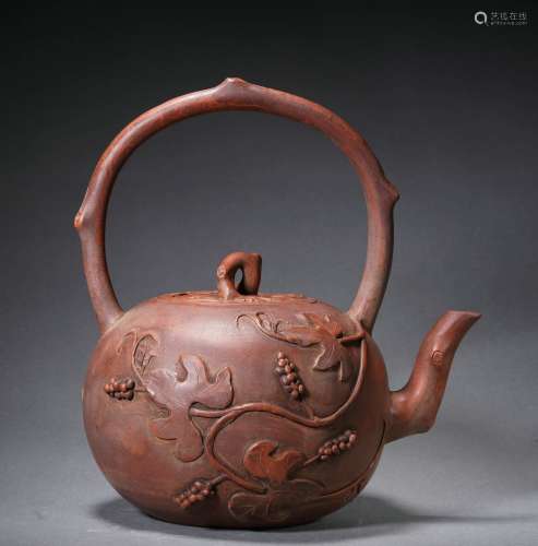 Jiang Yanting, Chinese Zisha Tea Pot With Loop Handle