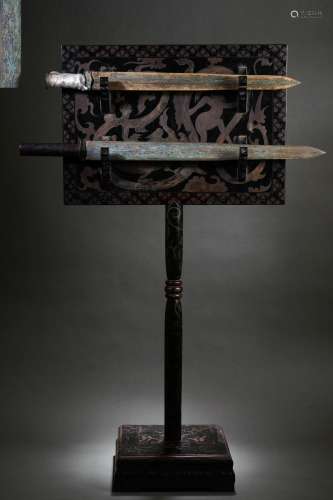 Group Of Carved Lacquerware Sword